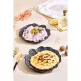 Lora Bianca Maris 2 Parça Siyah Büyük Deniz Kabuğu Cam Meze Servis Tabağı Seti - 2 Adet