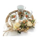 Lora Davet Damat Kahve Fincan Tepsisi Krem 54153
