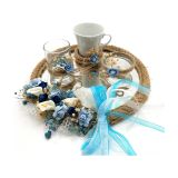 Lora Davet Damat Kahve Fincan Tepsisi Mavi 54152