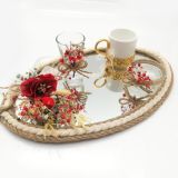 Lora Davet Damat Kahve Fincanı Tepsisi (1 Adet) Kırmızı - 53182
