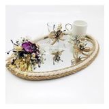 Lora Davet Damat Kahve Fincanı Tepsisi (1 Adet) Mor - 53179