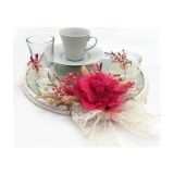 Lora Davet Damat Kahve Fincanı Tepsisi Fushia 54174
