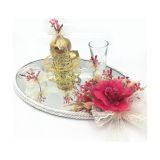Lora Davet Damat Kahve Fincanı Tepsisi Fushia 54185