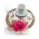 Lora Davet Damat Kahve Fincanı Tepsisi Fushia 54196