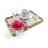 Lora Davet Damat Kahve Fincanı Tepsisi Fushia 54197