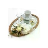 Lora Davet Damat Kahve Fincanı Tepsisi Oval (1 Adet) Beyaz - 54194