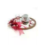 Lora Davet Damat Kahve Fincanı Tepsisi Oval (1 Adet) Kırmızı 53106
