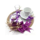 Lora Davet Damat Kahve Fincanı Tepsisi Yuvarlak (1 Adet) Mor - 54199