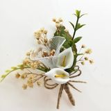 Lora Davet Damat ve Arkadaşları Için Yaka Çiçeği - Beyaz 64631
