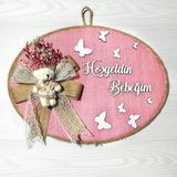 Lora Davet Kız Bebek Odası Kapı Süsü, Hastane Kapı Süsü, Duvar Süsü, Isim Tabelası, Bebek Çelengi (1 Adet) Pembe - 36009