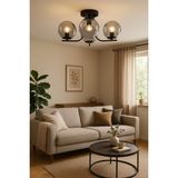 Lora Modern Tasarım Minimal Yatak Odası Salon Mutfak Oturma Odası Camlı 4 Lü Avize - 0 - Siyah Füme