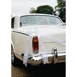 Lora Wedding Gelin Arabası Cam Yazısı İsme Özel 50cm Beyaz | And They Lived Happily Ever After ve İsimleriniz Yazılı Düğün, Nikah, Nişan İçin Araba Cam Yazısı Sticker, Folyo, Vinil - 50cm Genişlik