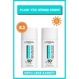L'oréal Paris 2'li Bright Reveal Spf 50+ Koyu Leke Karşıtı Fluid Günlük Yüz Güneş Kremi 50ML