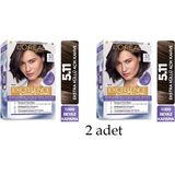L'Oréal Paris Excellence Cool Creme 5.11 Ekstra Küllü Açık Kahve 2 Adet Saç Boyası