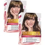 L'Oréal Paris Excellence Creme 6.1 Küllü Açık Kahve 2'li Saç Boyası