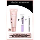 L'Oréal Paris Glotion Doğal Işıltı 901 & Super Lock Kaş Sabitleyici Makyaj Seti & Tattoo Liner Mini Maskara Hediyeli - Siyah