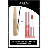 L'Oréal Paris L’oréal Paris Telescopic Maskara ve Lumi Blush Likit Allık - Hacim Verici, Suya Dayanıklı, Glowy ''True'' Rose - Siyah