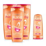L’Oréal Paris L'Oreal Elseve Dream Long Onarıcı Bakım Şampuanı 390 ml 3'lü Set & Saç Bakım Kremi 175ml
