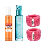 L’Oréal Paris Revitalift Clinical [C vitamini + Salisilik Asit] Gözenek Karşıtı Temizleme Jeli & Nem Terapisi Aloe Vera Suyu Kuru ve Hassas Ciltler Krem 70ml + Hediye Havlu Bileklik 2'li Set