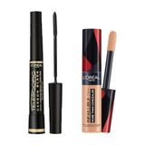 L'Oréal Paris Telescopic Carbon Black Maskara - Siyah & Infaillible Tüm Yüze Uygulanabilir Kapatıcı 327 Cashmere Makyaj Seti