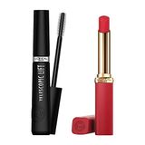 L'Oréal Paris Telescopic Lift Maskara + Color Riche Colors of Worth Intense Volume Matte Ruj - 100 Pink Worth It Makyaj Seti