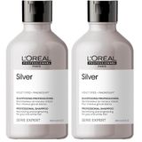 L'Oréal Professionnel Paris Serie Expert Silver Çok Açık Sarı, Gri Ve Beyaz Saçlar Için Renk Dengeleyici Mavi Şampuan 300ml (2 paketi)