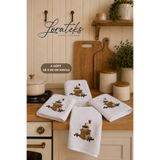 Lorateks ARUMA | 4'lü Nakışlı 30x50 cm Mutfak Havlusu Seti | Kurulama Bezi | Havlu & Havlu Seti | Havlu | Mutfak Havlusu | Çeyiz Seti