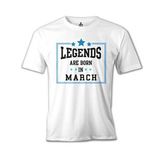 Lord T-Shirt Legends Born In March Beyaz Erkek T-Shirt