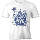 Lord T-Shirt New York Özgürlük Anıtı Beyaz Erkek T-Shirt