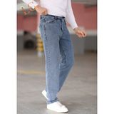 Lorda Giyim Erkek Kot Pantalon Baggy Yuksek Bel Fermuarlı Likrasız - Kar Mavisi - 30
