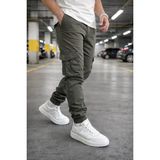 Lorda Giyim Erkek Pantalon Liktalı Kargo Cepli Yuksek Bel Fermuarlı Lastik Paça - Yeşil - 34