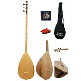 Lore Uzun Sap Bağlama Saz Midi Set (Su Geçirmez Kılıf + Yedek Tel + Mızrap) Çift Ses Çıkışlı Yeni Başlayanlara Özel Profesyonel Set