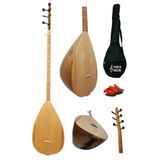 Lore Uzun Sap Bağlama Saz Mini Set (Su Geçirmez Kılıf + Mızrap) Çift Ses Çıkışlı Yeni Başlayanlara Özel Profesyonel Set