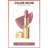 L'Oreal Paris COLOR RİCHE INTENSE PİGMENT SATİN FİNİSH LİPSTİCK - 601 WORTH IT DEMBA1642
