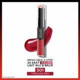 Loreal Paris Infaillible 2-Step 501 Timeless Red Kalıcı Likit Ruj ve Balm