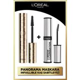 L'Oreal Paris Panorama Hacim Veren Maskara Siyah + Infaillible 24H Brow Lamination Şeffaf Kaş Sabitleyici