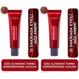 L'OREAL PARIS Revitalift Lazer Eyebag Instant Eraser Göz Altı Torba Görünümüne Karşı Etkili Göz Kremi 15ml (2 paketi)
