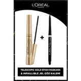 L'Oreal Paris Telescopic Gold Siyah Maskara & Infaillible Automatic Jel Göz Kalemi - Siyah