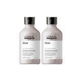 L'oreal Professionnel Serie Expert Silver Çok Açık Sarı, Gri ve Beyaz Saçlar için Renk Dengeleyici Mor Şampuan 2 Adet