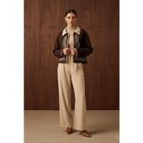 Loreen Kadın Nakış Detaylı Kısa Ceket - 20719CKT - BROWN-BEIGE