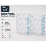 Loremp 10' Lu Set Erkek Ayakkabı Saklama Kutusu Şeffaf Kapaklı Istiflenebilir Ayakkabı Düzenleyici Organizer - Standart - Renkli