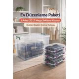 Loremp 120 Lt Mega Tekerlekli Şeffaf Kilitli Saklama Kutusu 1 Adet + 3 Adet Kadın Çizme Kutusu Düzenleyici - Standart - Renkli