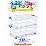 Loremp 35 Lt Saklama Kutusu Tekerlekli Kilitli Baza Altı Saklama 2 Adet - Standart - Renkli