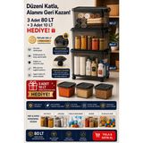 Loremp 3’lü 80 Lt Tekerlekli Saklama Kutusu + 3 Adet 10 Lt Hediye Kilitli Kapak Şeffaf Kutu - Standart - Renkli Beyaz