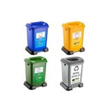 Loremp 4 Lü Geri Dönüşüm Kutusu Kağıt Atık Plastik Atık Cam ve Sıfır Atık Kutuları 50 Lt
