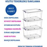 Loremp 40 LT Tekerlekli Şeffaf Saklama Kutusu Kilit Kapaklı Gıda Temasına Uygun Kıyafet ve Oyuncak Depolama