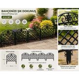 Loremp 4’lü Set Dekoratif Bahçe Çiti 34 x 45 cm Siyah Plastik Malzeme ile Dayanıklı ve Estetik