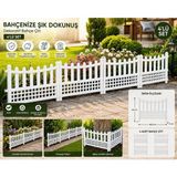 Loremp 4’lü Set Dekoratif Plastik Bahçe Çiti 60,5 x 55 cm Çiçeklik Sınırlandırma Çiti Bahçe Kenar Çiti Beyaz