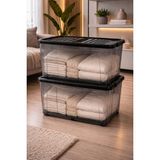 Loremp 55 Lt Saklama Kutusu 2 Adet Tekerlekli Kilitli Saklama Kabı Organizer - Standart - Renkli Beyaz