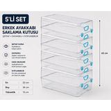 Loremp 5’li Set Erkek Ayakkabı Saklama Kutusu Şeffaf Kapaklı Istiflenebilir Ayakkabı Düzenleyici Organizer - Standart - Renkli
